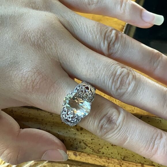 Yellow Labradorite Sterling Silver Ring Size 9 - Picture 4 of 9